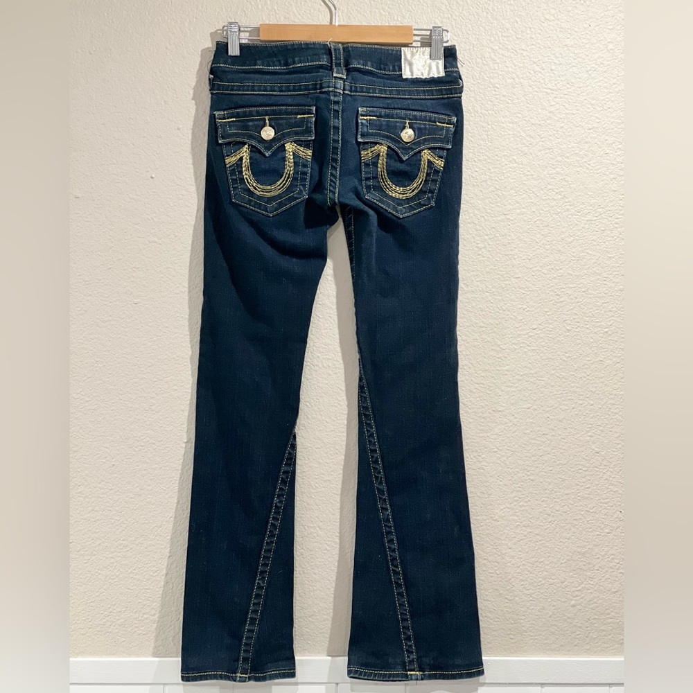 True Religion “Joey” Embroidered Horseshoe Flare Jeans | Size 27